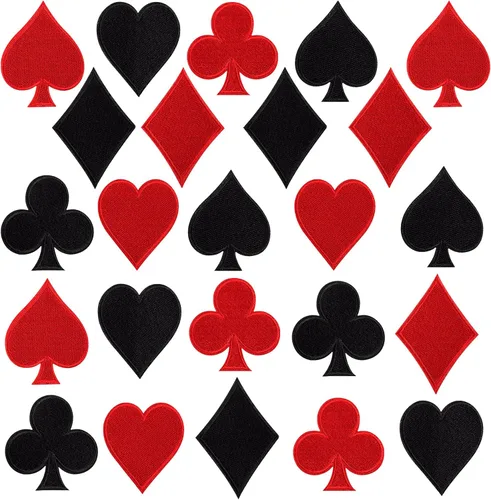 Miniatura 8 de OIIKI 16 piezas de parches de cartas de juego, parches de póquer de espadas para planchar en la ropa, apliques bordados de juego de Las Vegas
