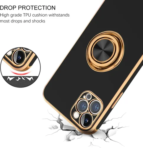 Miniatura 3 de BENTOBEN Funda para iPhone 12 Pro Max, iPhone 12 Pro Max con soporte de anillo de rotación atril flexible de TPU a prueba de golpes, protección