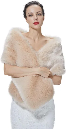 Miniatura 4 de BEAUTELICATE Chal de piel sintética para mujer, abrigo de piel suave para eventos de boda de invierno