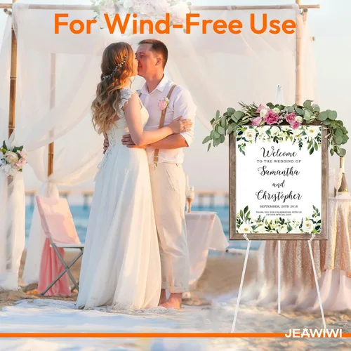 Miniatura 6 de JEAWIWI 1 PZA Soporte de Caballete Blanco para Soporte de Letrero de Boda, 66 Pulgadas, Ligero y Ajustable, Soporte de Tablero de Póster de Arte