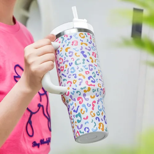 Miniatura 6 de Sweet Grain - Vaso de 40 onzas con asa y pajita, mantiene las bebidas frías hasta 24 horas, vaso aislado al vacío de acero inoxidable con diseño