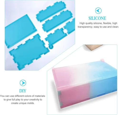 Miniatura 6 de EXCEART 1 Unidades DIY Domino Box Molde de Silicona y Domino Molds Set para Fundición de Resina Caja de Almacenamiento Domino Molde de Resina