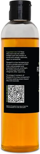 Miniatura 3 de GreenIVe Aceite de semilla de lino cultivado orgánicamente100% puro, prensado en frío, ácidos grasos omega veganos altos (8 onzas líquidas)