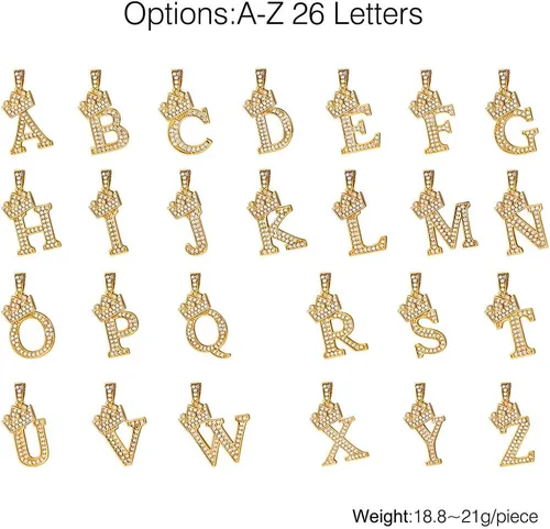 Miniatura 7 de U7 Collar con inicial de la A a la Z, dije de letra helada con cadena de 22 a 24 pulgadas, para hombres y mujeres, con nombre del alfabeto de hip