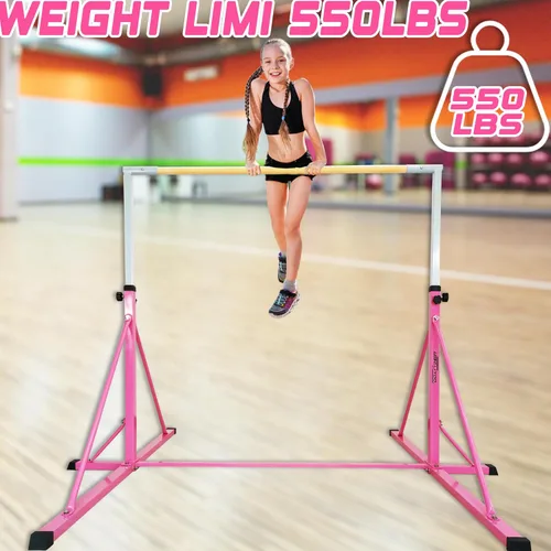 Miniatura 5 de Barra de gimnasia para niños y adultos de 5 a 25 años, 6 pies de ancho, base de 7.2 pies de largo, barra horizontal para gimnasia, barra kip
