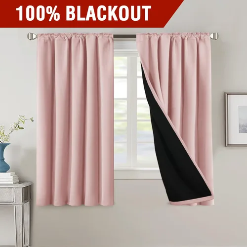 Miniatura 2 de H.VERSAILTEX Cortinas 100% opacas para dormitorio con forro negro, cortinas de oscurecimiento de habitación completa, con aislamiento térmico