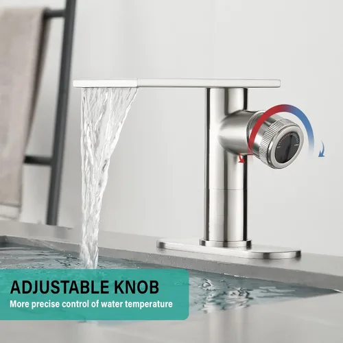 Miniatura 5 de becola Grifo Moderno de Lavabo de Baño, Grifo de Fregadero de Níquel Cepillado, Mezclador de Cuenco de Agua Fría y Caliente de Un Solo Orificio