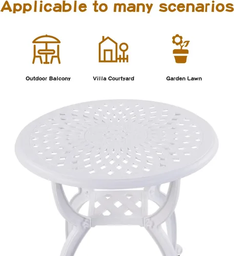 Miniatura 5 de YKSY&YKSY Jardin DE CENTENNAIL - Juego de muebles de patio de 3 piezas para exteriores, de aluminio fundido, resistentes al óxido, diseño de Blanco