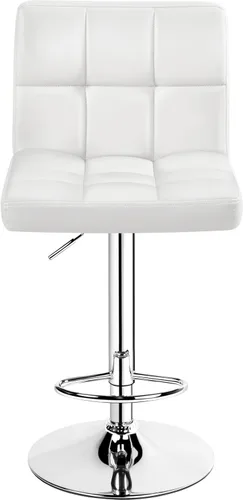 Miniatura 18 de Topeakmart Taburetes de bar modernos de altura ajustable, taburete giratorio de piel sintética, silla trasera de isla de cocina, taburete giratorio