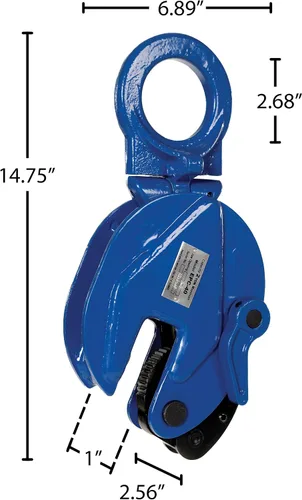 Miniatura 5 de Vestil Abrazadera de placa vertical de acero EPC-40 4,000 Lb. Capacidad Azul