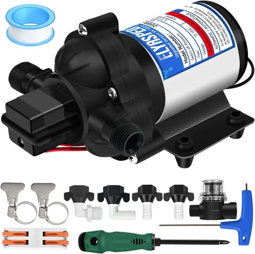 2025 mejorada 2088-422-144 bomba de agua dulce para RV, bomba de agua de diafragma autocebante de 12 V 3.3 GPM, 45 PSI, incluye interruptor de