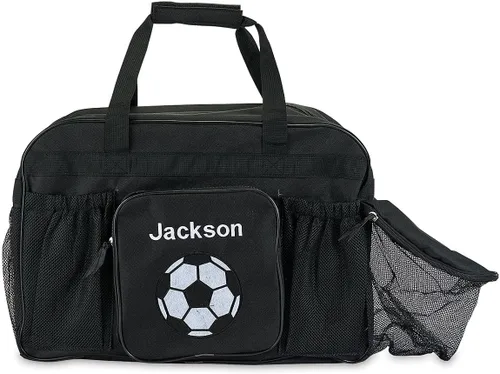 Miniatura 5 de Lillian Vernon Bolsa de lona de fútbol personalizada para niños, equipo deportivo y de viaje con compartimento para pelotas y botellas de agua