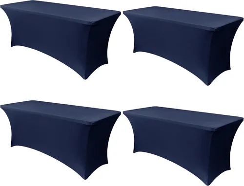 Miniatura 102 de Obstal Funda de mesa de elastano elástica de 4 pies para mesas plegables estándar, paquete de 2 manteles rectangulares universales ajustables