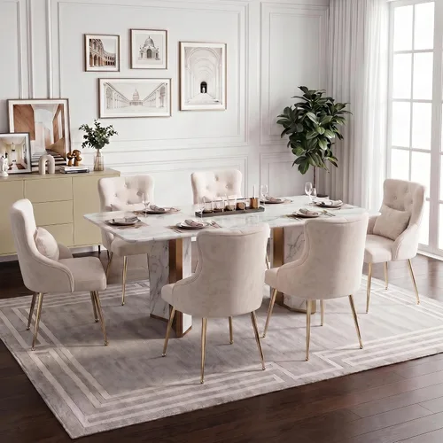 Miniatura 6 de Silla de tocador de terciopelo, silla de comedor tapizada para dormitorio, comedor, sala de maquillaje, silla moderna para sala de estar con patas