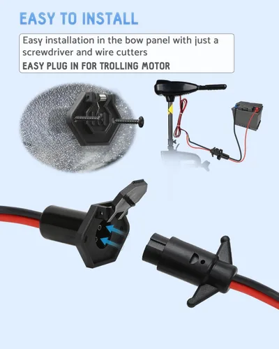 Miniatura 8 de Enchufe de motor de arrastre, enchufe y receptáculo de motor de arrastre de 12 V para Minn Kota, motor de arrastre impermeable de conexión rápida