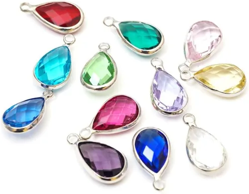 Miniatura 4 de Adabele Colgante de piedra natal de grado A, gota de 0.433 in, 0.551 in y 0.630 in, chapado en plata de ley para aretes personalizados, pulseras
