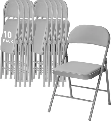 Miniatura 31 de SEALAMB Paquete de 4 sillas plegables con asiento cómodo, marco de metal resistente, sillas apilables portátiles para bodas, fiestas, oficina