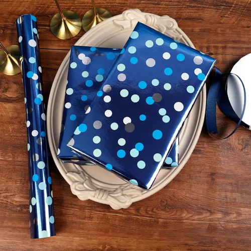 Miniatura 5 de The Dreidel Company Paquete de 4 Papel de Regalo con Diseño Temático de Hanukkah, Rollo de Chanukah de 17.5" X 180" (15 Pies) Pulgadas Hoja Papel