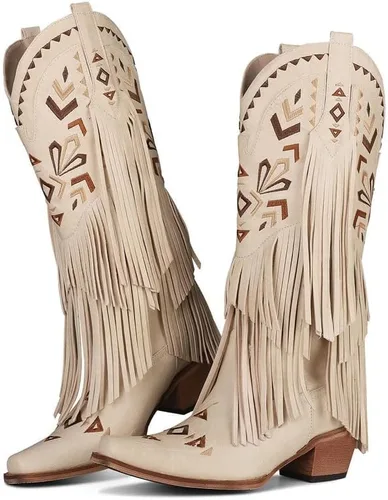 Miniatura 2 de SaraIris Botas vaqueras hasta la rodilla con flecos para mujer