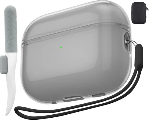 Miniatura 30 de Valkit - Funda transparente protectora para estuche de AirPods, con llavero, poliuretano termoplástico suave, a prueba de golpes, compatible