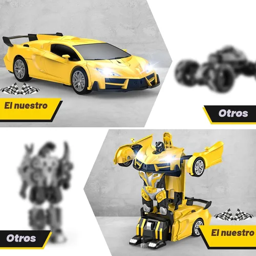 Miniatura 5 de Qumcou Auto de control remoto de transformación, autos RC para niños de 3 a 5 6 a 8 años, autos de juguete transformables con un botón, 2.4 GHz