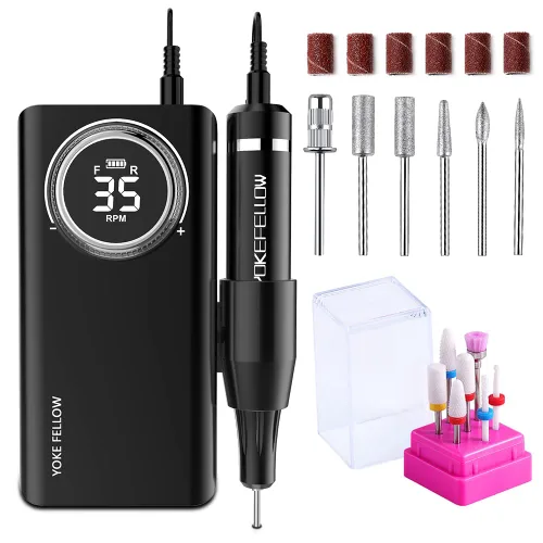 Miniatura 8 de YOKE FELLOW Taladro de uñas profesional - Taladros de uñas de 35000 RPM para uñas acrílicas, máquina profesional de brocas de uñas para eliminación
