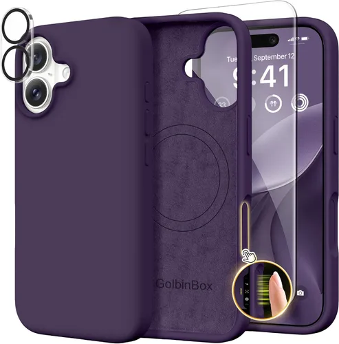 Miniatura 179 de GolbinBox Funda magnética para iPhone 17, compatible con MagSafe, cubierta de silicona integrada para control de cámara, funda de silicona líquida a