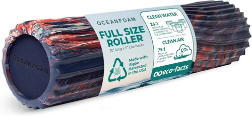 Miniatura 32 de Oceanfoam Tidal Roller - Azul Marino Oscuro - Rodillo de espuma para masaje muscular para dolor de espalda y estiramiento - Textura de onda ancha