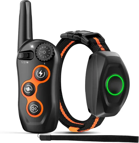 Collar de entrenamiento para perros, collar de choque para perros IPX7 impermeable con control remoto de alcance de 1300 pies, 3 modos de Naranja