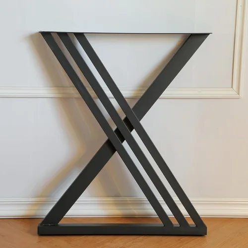 Miniatura 5 de Patas triangulares de metal de 28 pulgadas, base de escritorio resistente para bricolaje Heavy-duty Carbon Steel, Matte Black Finish
