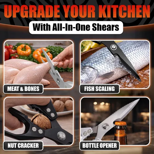 Miniatura 3 de Poultry Shears Heavy Duty Set of 2 – 3Cr13 Stainless Steel Style of Japanese Kitchen Scissors for Food, Detachable & Dishwasher Safe – Poultry