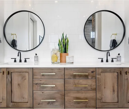 Miniatura 2 de WOWOW Grifo de baño de 2 manijas de bronce aceitado grifo de lavabo de baño de 3 agujeros con drenaje emergente y mangueras de suministro grifo