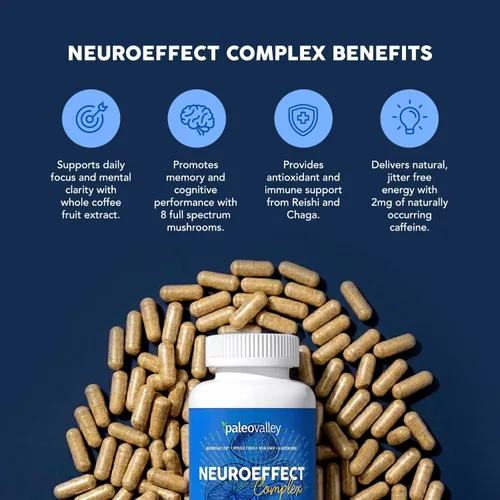 Miniatura 2 de Paleovalley NeuroEffect - Suplemento nutricional de café con hongos Neuro para concentración, memoria y apoyo energético - Suministro para 28 días