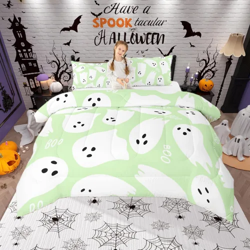 Miniatura 11 de Castle Fairy Juego de edredón de cama con temática de Halloween, tamaño Queen, juego de ropa de cama de microfibra súper suave estilo caricatura
