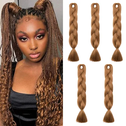 Miniatura 33 de Benehair Extensiones de cabello trenzado ombré de 24 pulgadas, 1 paquete de extensiones de cabello trenzado jumbo de alta temperatura, cabello