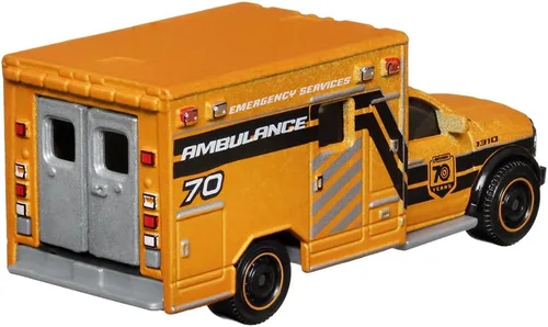 Miniatura 3 de Matchbox Moving Parts - Vehículo fundido a presión de 70 años de edición especial, HMV12 ~ Inspirado en la ambulancia Ram 2019 ~ 5/5 naranja y negro