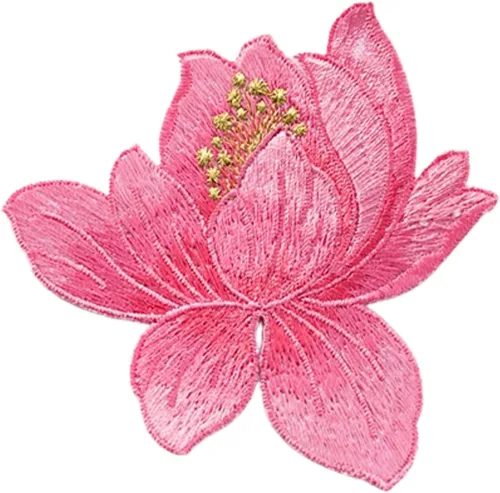 Parches de flores de loto multicolor de 3.1 x 3.1 in, 5 flores, parche de loto, parche de bordado de flores para camisetas, ropa, textiles para el