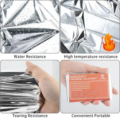 Miniatura 4 de QIO CHUANG Mantas térmicas de Mylar de emergencia, manta espacial, kit de supervivencia, manta de campamento (paquete de 6). Perfecto
