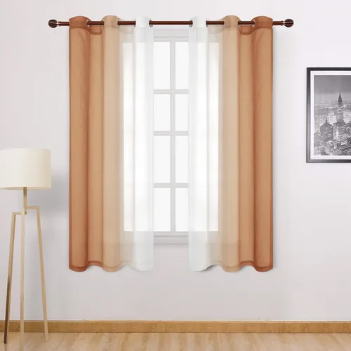 Miniatura 80 de DWCN Cortinas Transparentes de Lino Sintético Negro Degradado Ombré - Cortinas Semi Transparentes de Gasa con Ojales en la Parte Superior