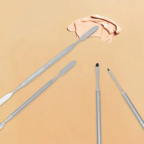Miniatura 5 de 4 piezas de acero inoxidable Depotting espátula de maquillaje herramienta de maquillaje accesorios para maquillaje cosméticos mezcla