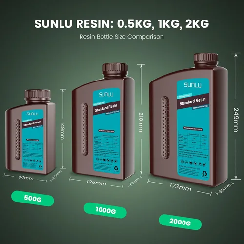 Miniatura 8 de SUNLU Resina para impresora 3D, 1kg de curado rápido, resina estándar 3D para impresoras 3D LCD DLP SLA, curado UV de 395-405nm, resina líquida
