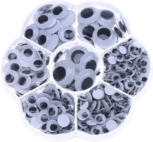 Miniatura 10 de Decora 1 caja de ojos de juguetes con autoadhesivo, surtido., Plástico, Blanco y Negro, S