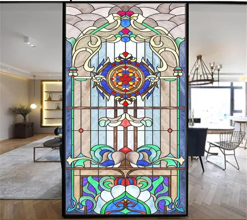 Miniatura 2 de Lámina decorativa para ventana, privacidad, multicolor, hermoso estilo iglesia, 39, esmerilado, tintado de ventana para oficina en casa