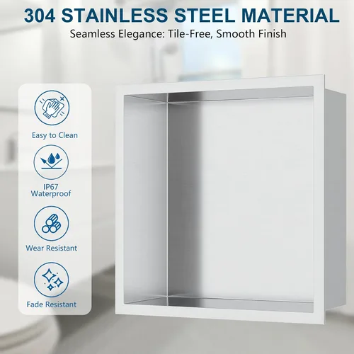 Miniatura 5 de Neodrain Nicho de ducha empotrado, gabinete de almacenamiento de baño, tamaño interior de 12 x 12 pulgadas, inserto de nicho de pared de baño