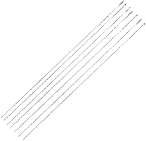 Miniatura 24 de 10 agujas Lei para fabricación de Leis, aguja de costura de ojos grandes de 4.7 pulgadas para manualidades, aguja larga de Lei para hacer flores