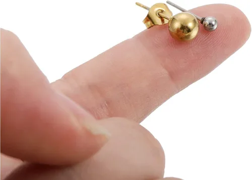 Miniatura 3 de Paquete de 20 aretes de acero inoxidable de 3, 4, 5, 0.236 in, redondos, macizos, con conectores de bucle para hacer joyas