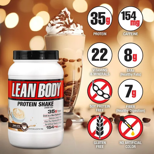 Miniatura 2 de Labrada Lean Body MRP con café colombiano premium (154 mg de cafeína), Power Latte, envase de 2.47 libras