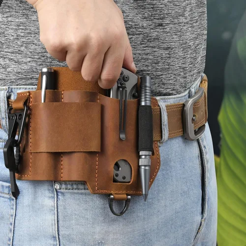 Miniatura 2 de Jack&Chris Funda multiherramienta EDC de cuero para cinturón, organizador de cinturón EDC para herramientas Leatherman, organizador de bolsillo EDC