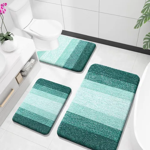 Miniatura 37 de OLANLY Juego de alfombras de baño de 3 piezas, alfombras de baño de microfibra suave y absorbente y alfombra de inodoro de contorno en forma de U