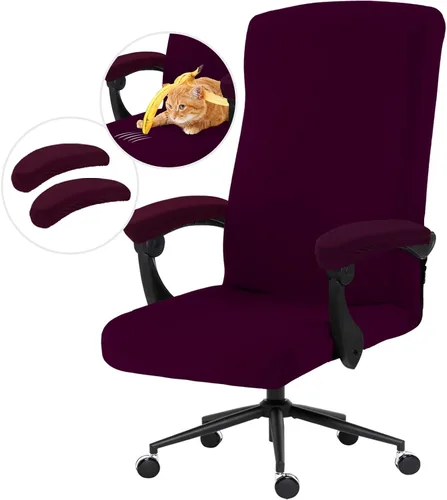 Miniatura 19 de Fundas elásticas para asiento de silla de oficina de escritorio - Funda universal de spandex para silla de computadora - Fundas removibles lavables
